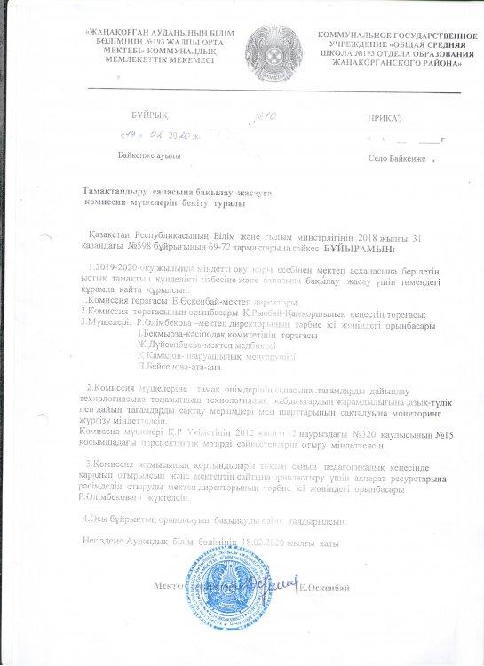 Ыстық тамақ бұйрық